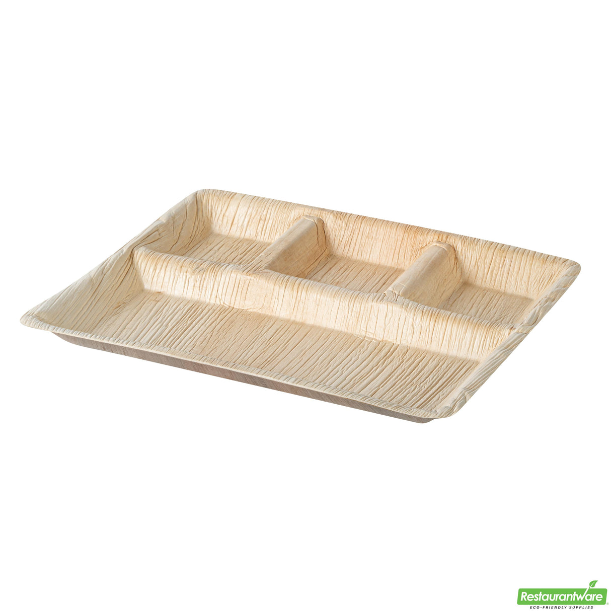 Plates, 4-Compartment, Indo 11.75 x 9.50 x 1 Inch, Palm Leaf, Natural, Rectangular,4 - 25 COUNT