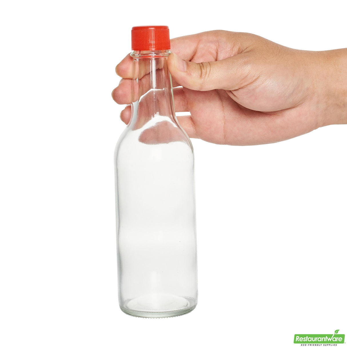 Bottles, Woozy, Vetri 9 Ounce, Glass, 2.25 x 2.25 x 7.75 Inch, Red Cap,10 - 1 EACH