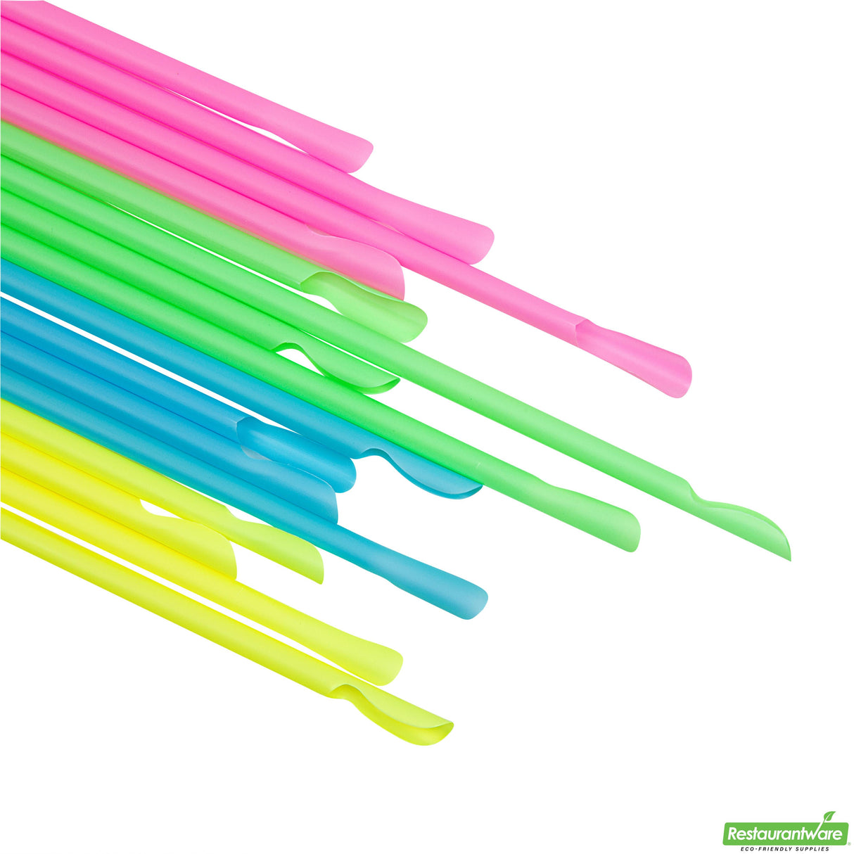 Straws, Spoon, Basic Nature, Plastic, Assorted, 8 Inch, Unwrapped, PLA,10 - 100 COUNT