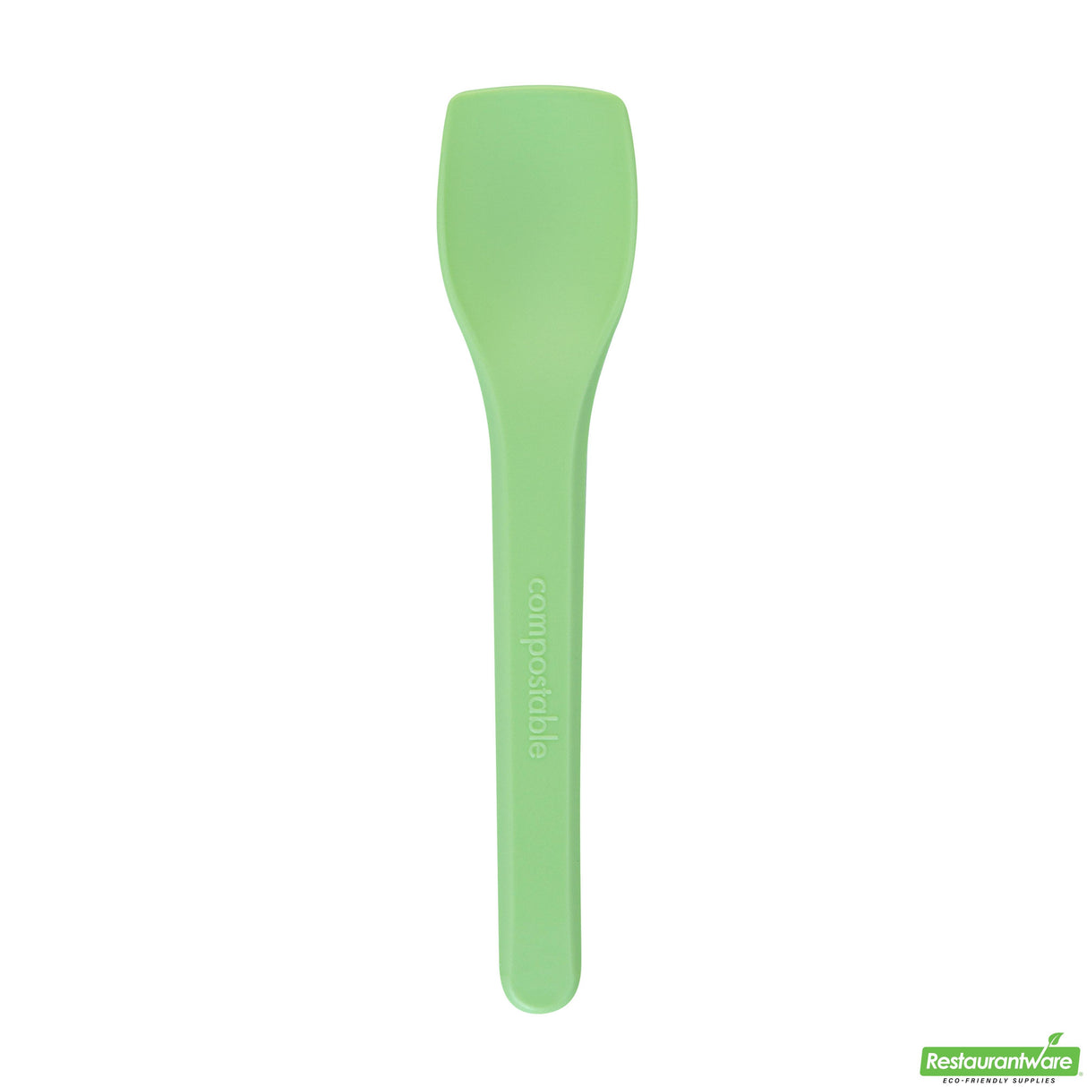 Spoons, Ice Cream, Basic Nature, Plastic, Green, 4 Inch, Heat-Resistant, CPLA,100 - 1 EACH