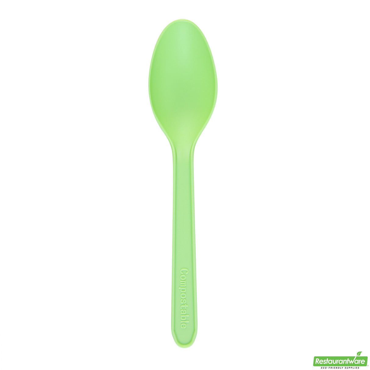 Spoons, Dessert, Basic Nature, Plastic, Green, 5 Inch, Heat-Resistant, CPLA,100 - 1 EACH
