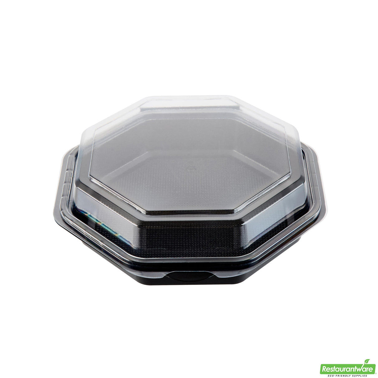 Containers, RW Base 7.50 x 7.50 x 2.25 Inch, Plastic, Black, Octagonal, includes Clear Lid,100 - 2 PIECE