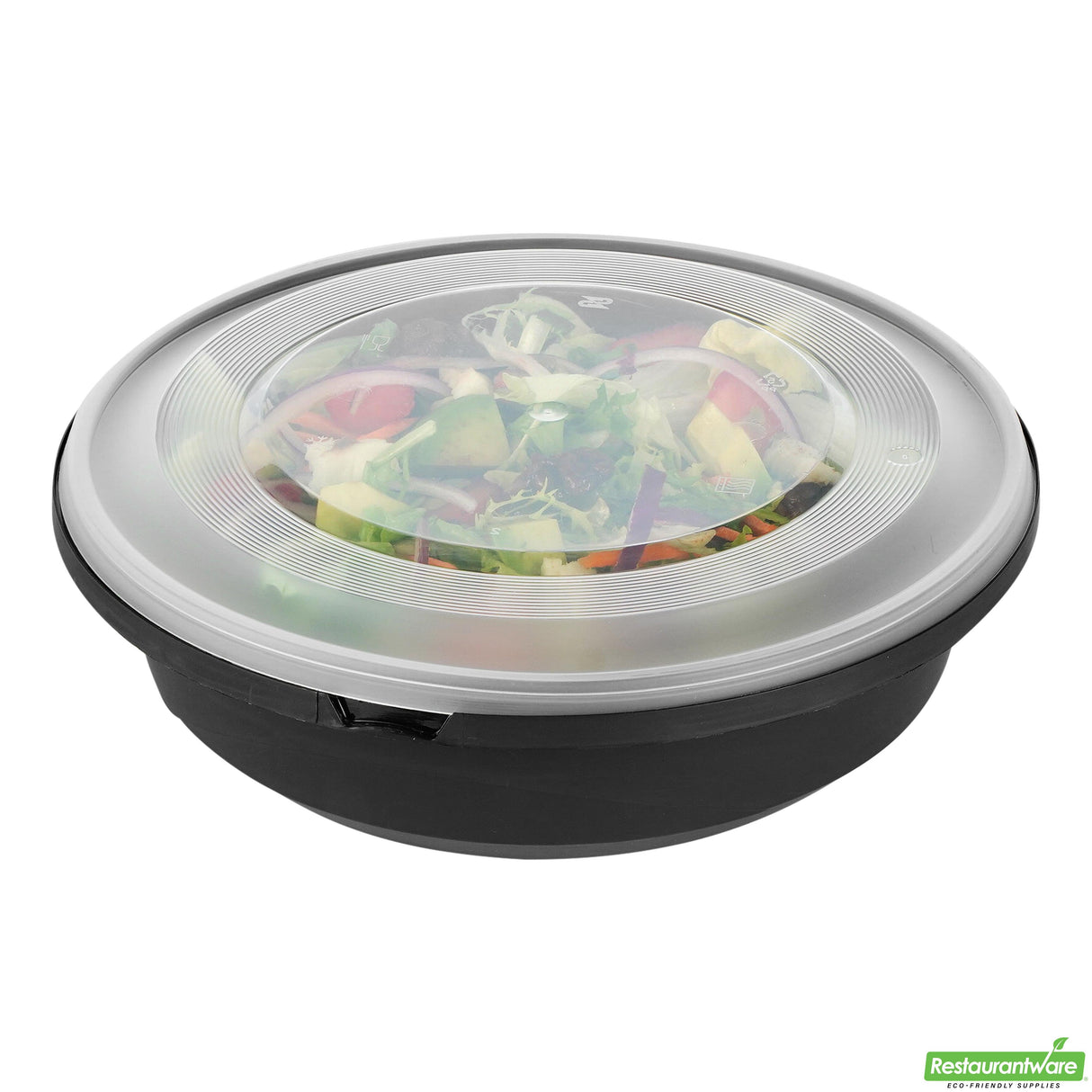 Bowls, Serving, Cater Tek 68 Ounce, Microwavable Plastic, Black, 9.75 x 9.75 x 3 Inch, includes Clear Lid, Round,25 - 2 PIECE