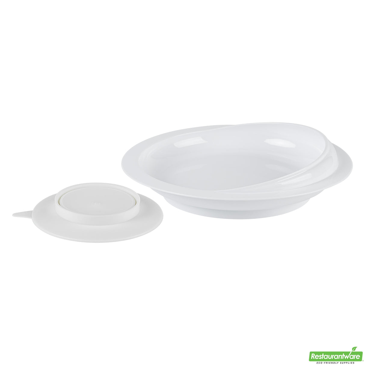 Plates, Scoop, Adapt Tek Plastic, 9 x 9 x 2.25 Inch, White, Suction Base,20 - 1 COUNT