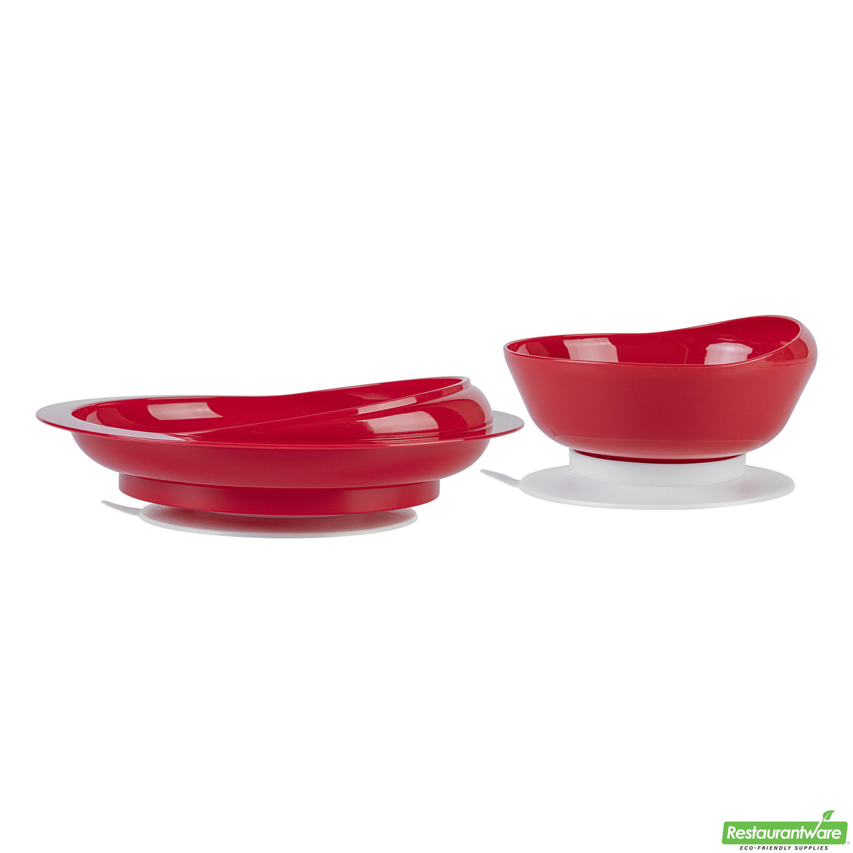 Dinnerware Sets, Scoop Bowl & Plate, Adapt Tek Plastic, Red, Suction Base,20 - 2 PIECE