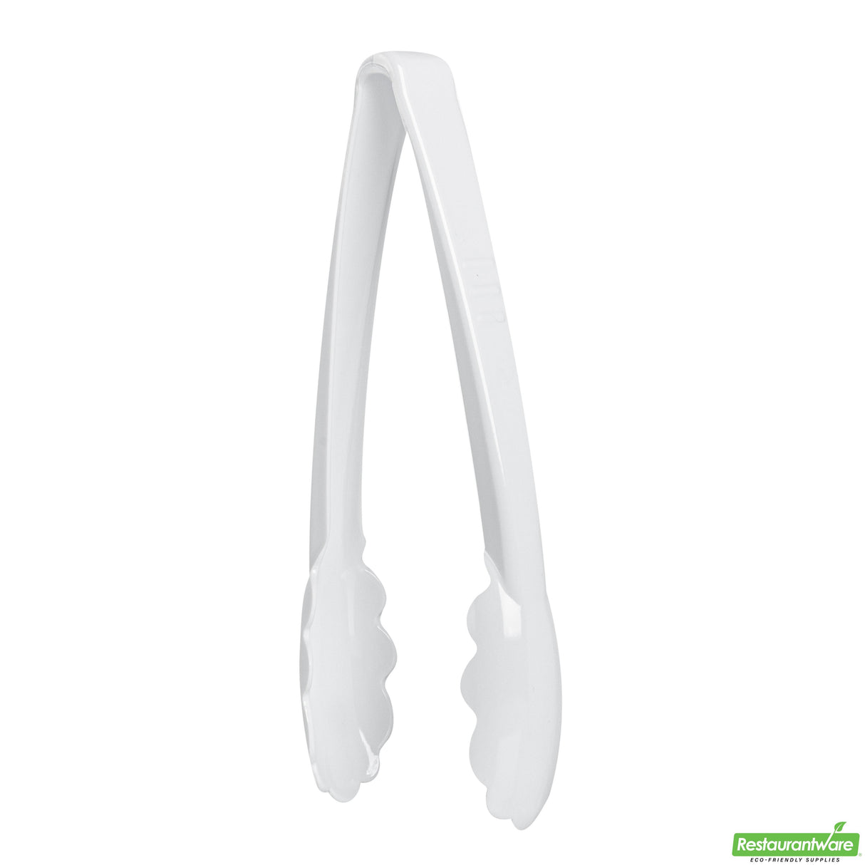 Tongs, Scalloped, Cater Tek Heavy-Duty, 9 Inch, Plastic, White,10 - 10 COUNT