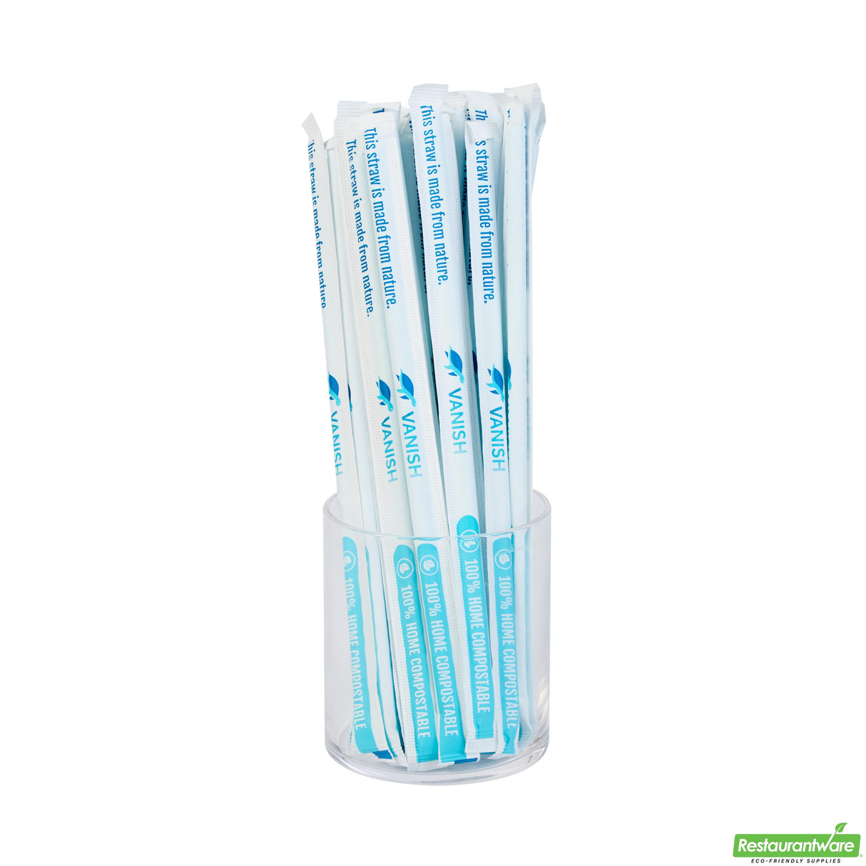 Straws, Vanish, Plastic, Blue, 7.75 Inch, Wrapped, PHA,100 - 1 EACH