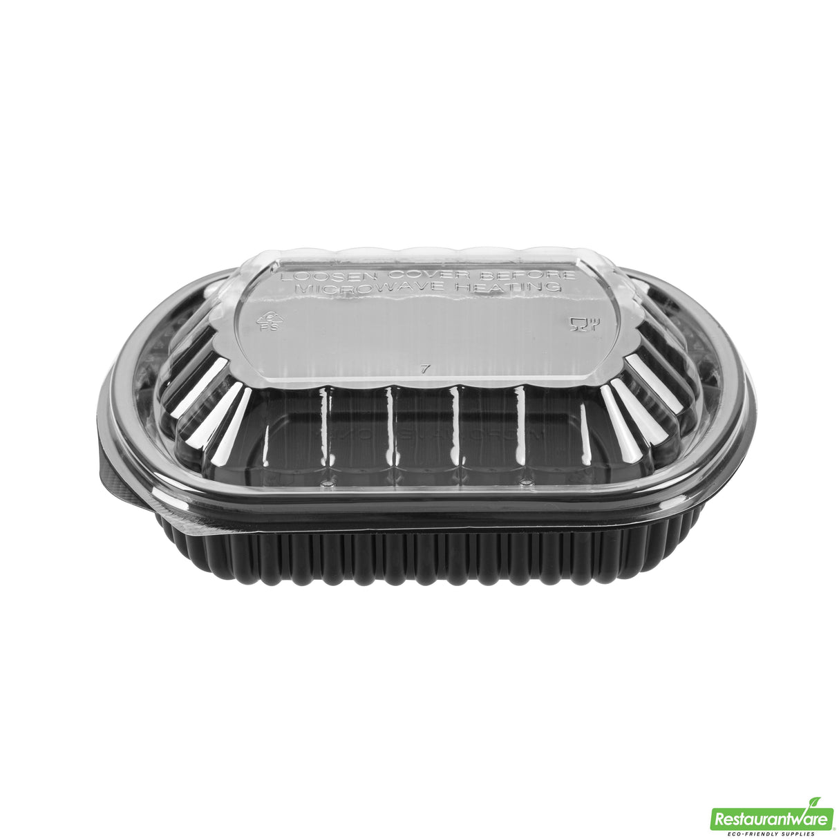 Containers, Food, RW Base 24 Ounce, Microwavable Plastic, Black, 7.75 x 6.25 x 2.25 Inch, Rectangular, includes Clear Lid,50 - 2 PIECE