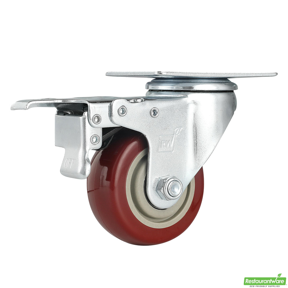 Casters, Swivel Plate, RW Hardware, 3 Inch, Red, includes Breaks & Mounting Hardware,4 - 1 EACH