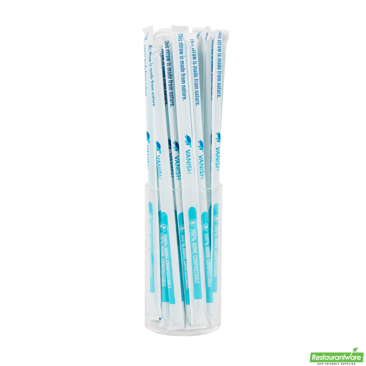 Straws, Vanish, Plastic, Blue, 10.25 Inch, Wrapped, PHA,10 - 100 COUNT