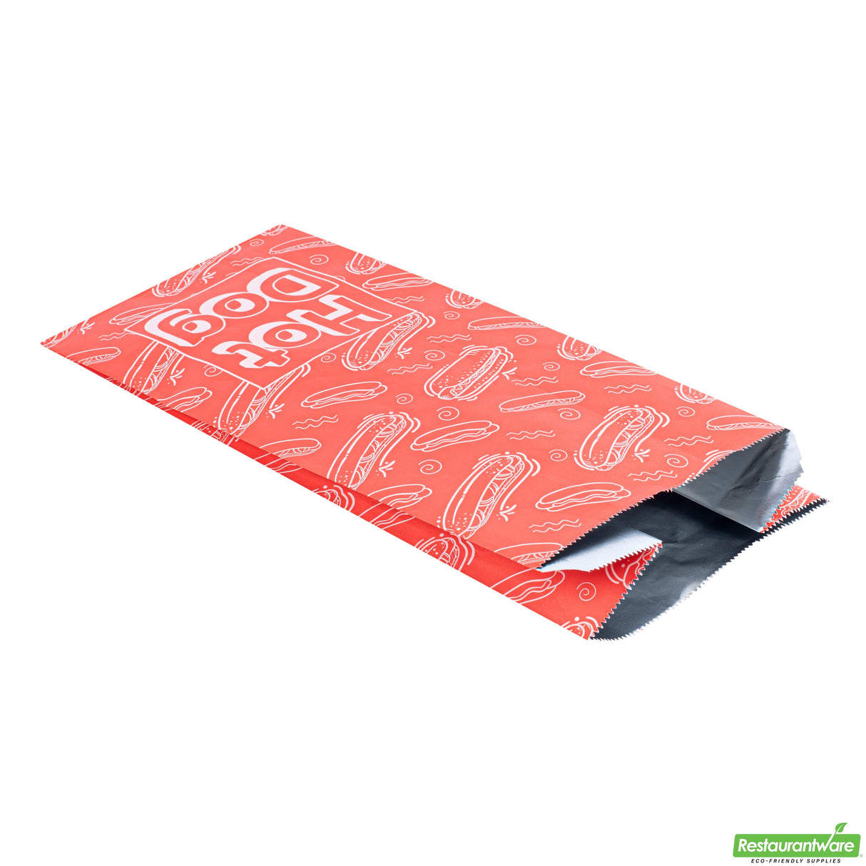 Bags, Hot Dog, Bag Tek 4.25 x 6.50 x 14.50 Inch, Foil & Paper, Red,100 - 1 EACH