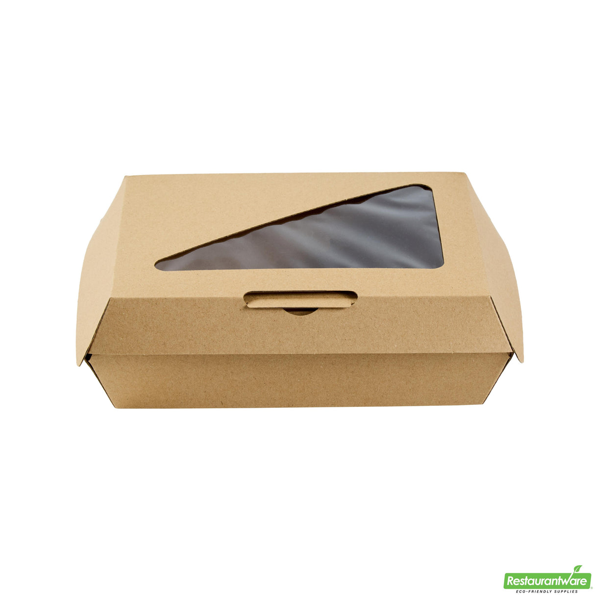 Containers, Eco Tek 7.25 x 6 x 2.75 Inch, Paper, Kraft, Rectangular, with PLA Window, Clamshell,2 - 50 COUNT