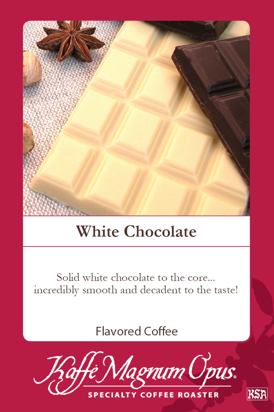 Coffee, Whole Bean, White Chocolate,2 - 5 POUND