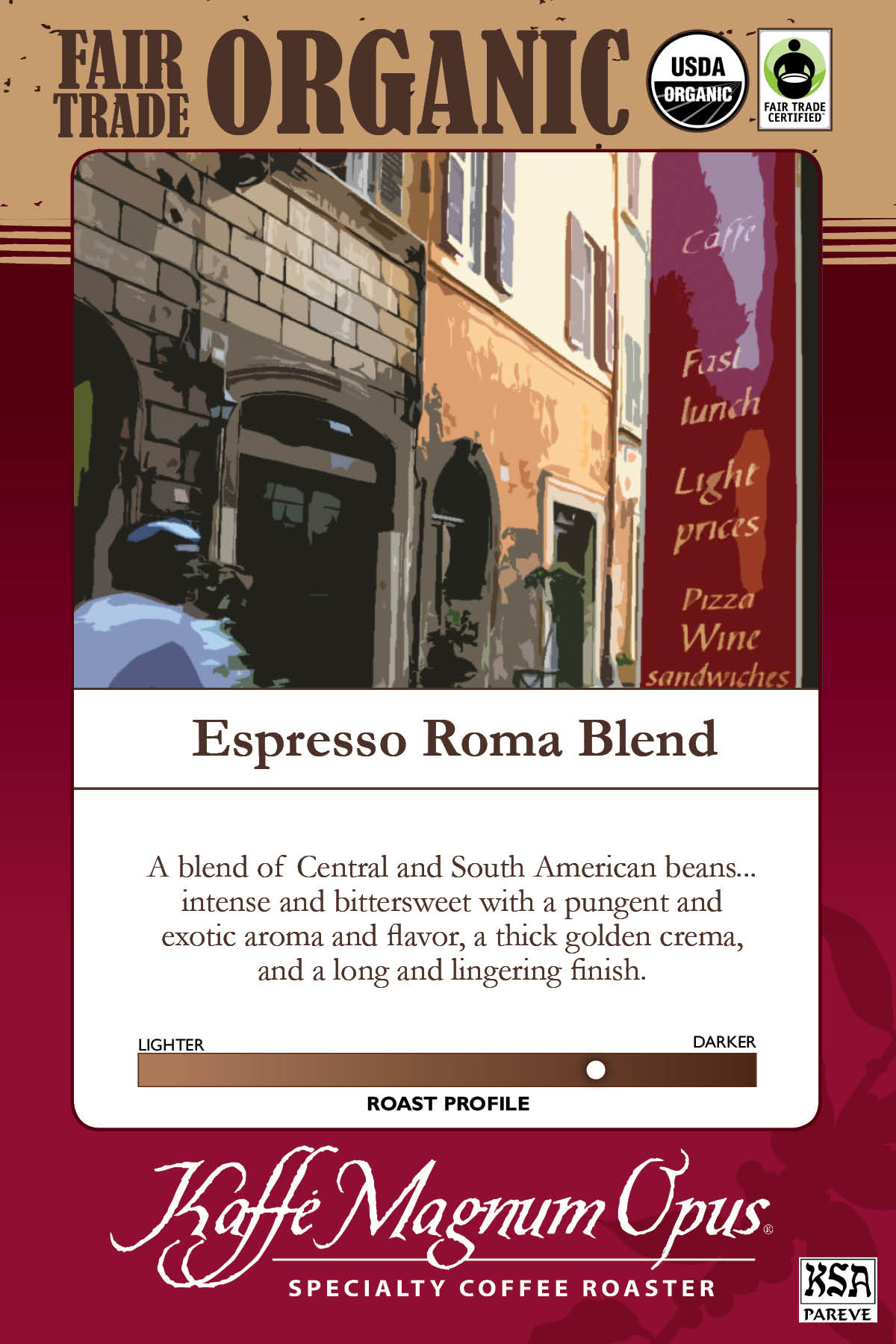Coffee, Ground Espresso, Roma Blend, Portion,72 - 2.5 OUNCE