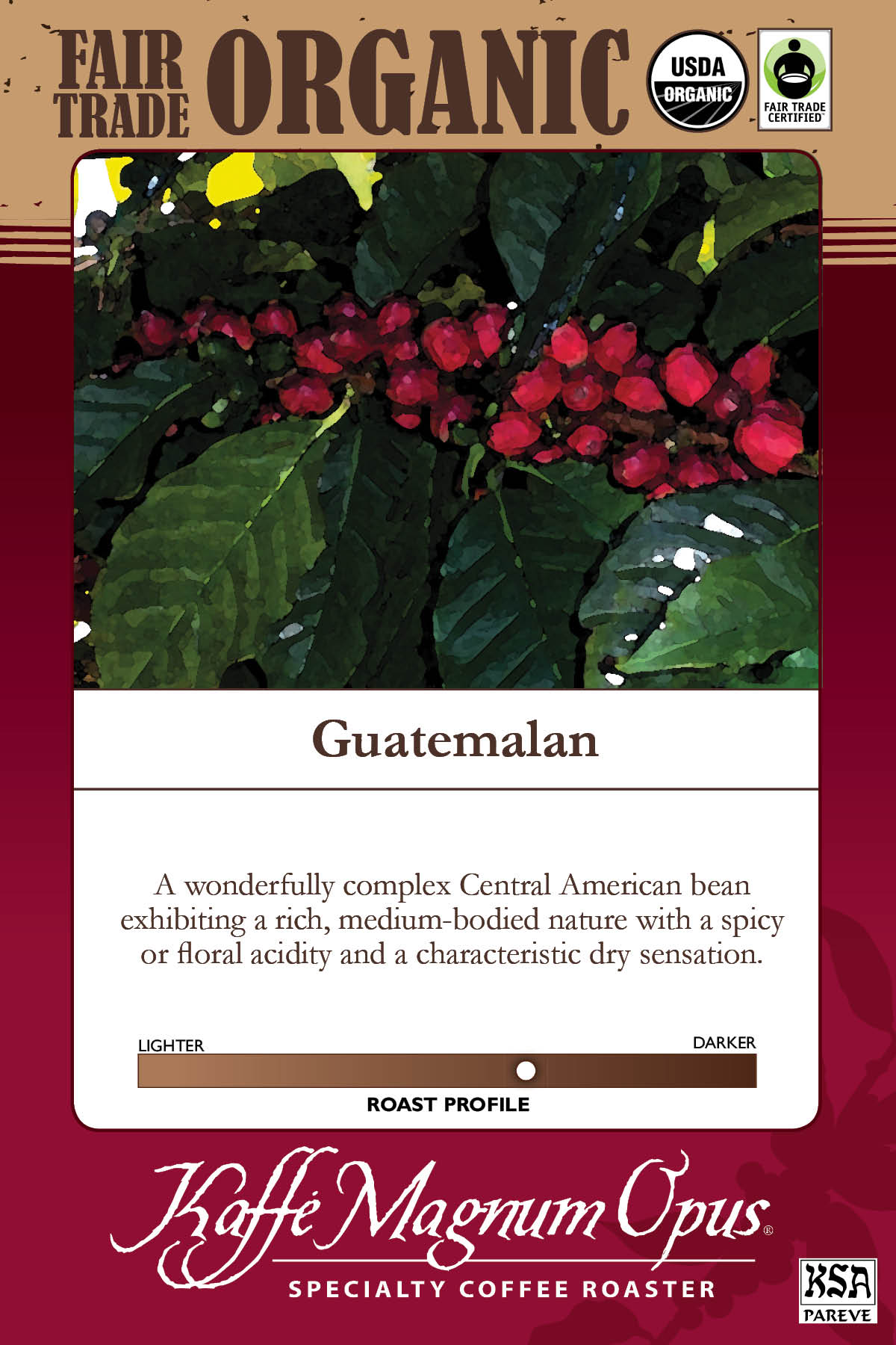 Coffee, Ground, Guatemalan, Portion,72 - 2.5 OUNCE