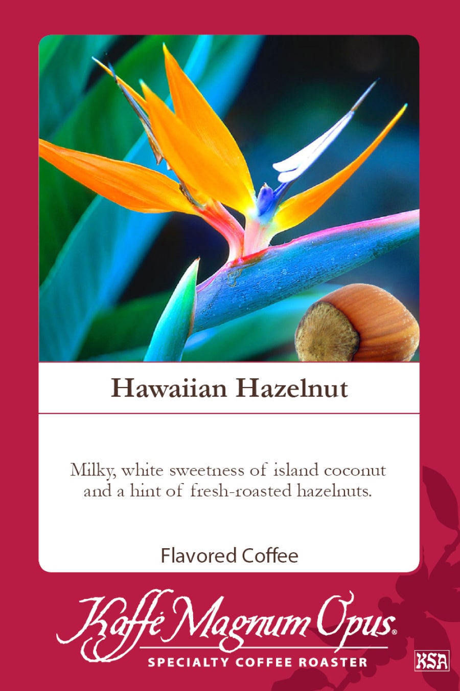 Coffee, Ground, Hazelnut Hawaiian, Portion,72 - 2.5 OUNCE