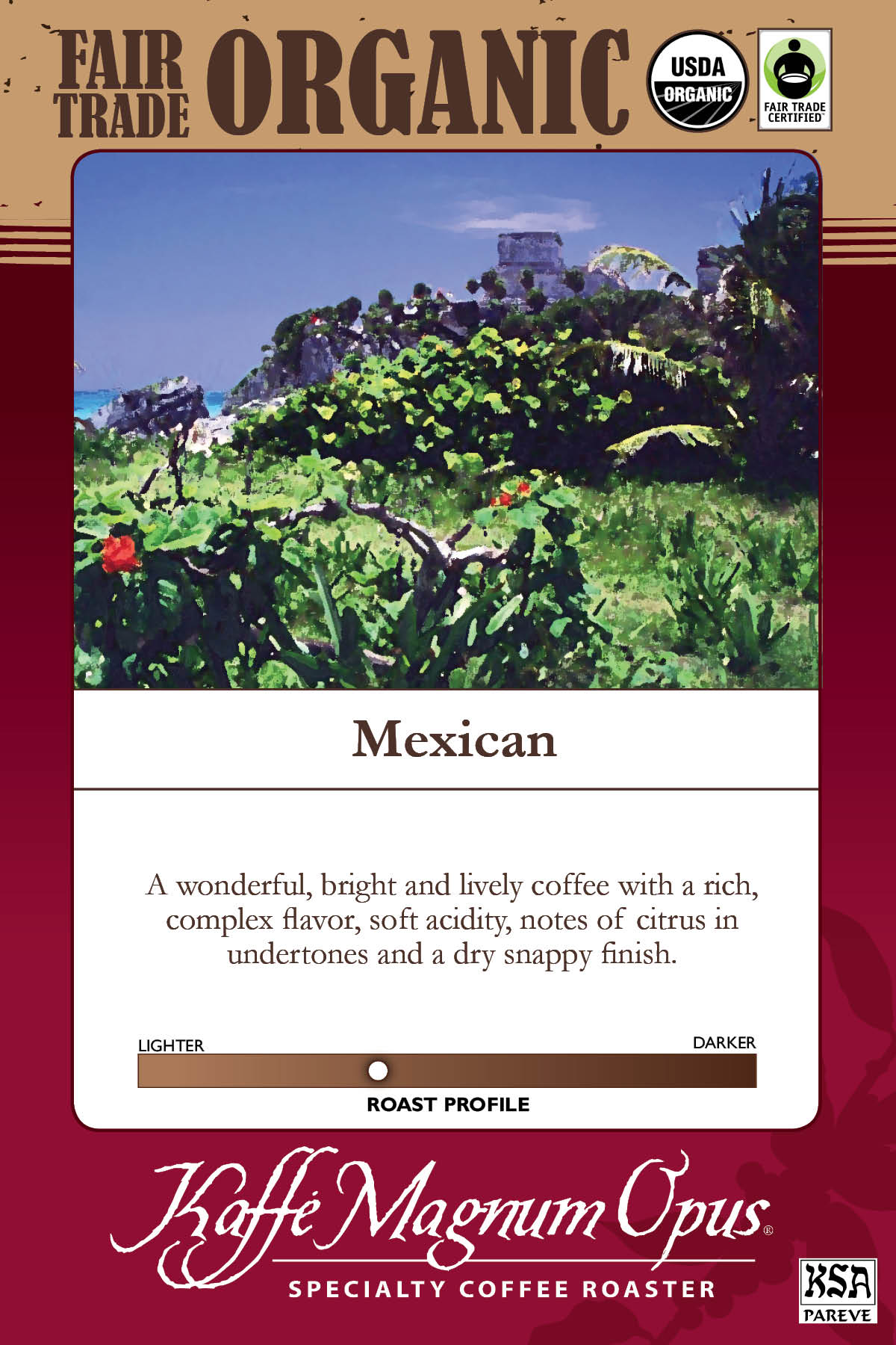 Coffee, Whole Bean, Mexican,2 - 5 POUND