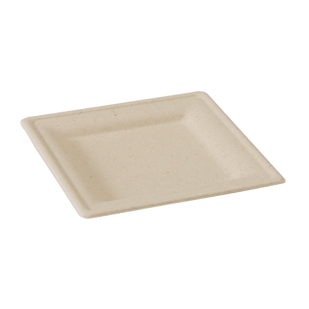 Plates, 7.8 x 7.8 Inch, Sugarcane, Brown, Square,4 - 50 COUNT