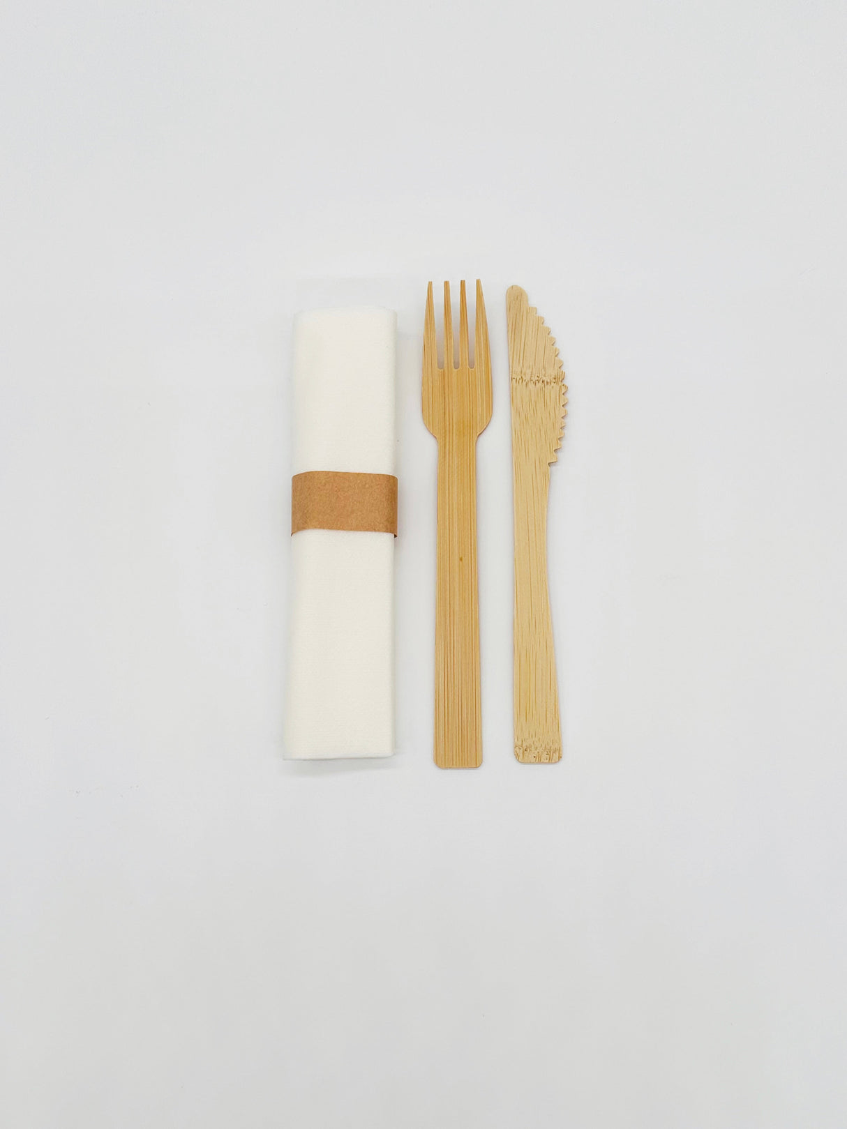 Cutlery Kits, Fork & Knife, Bamboo, Rolled,4 - 50 COUNT