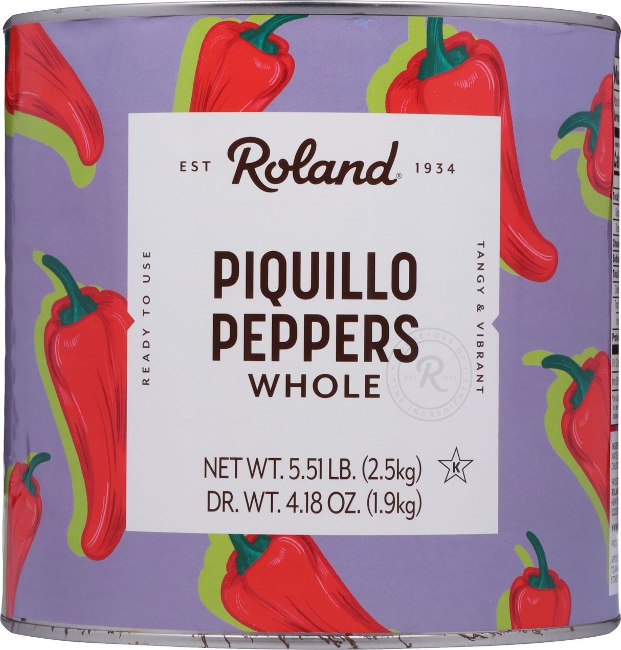 Peppers, Piquillo, Whole, Red,6 - 5.51 POUND