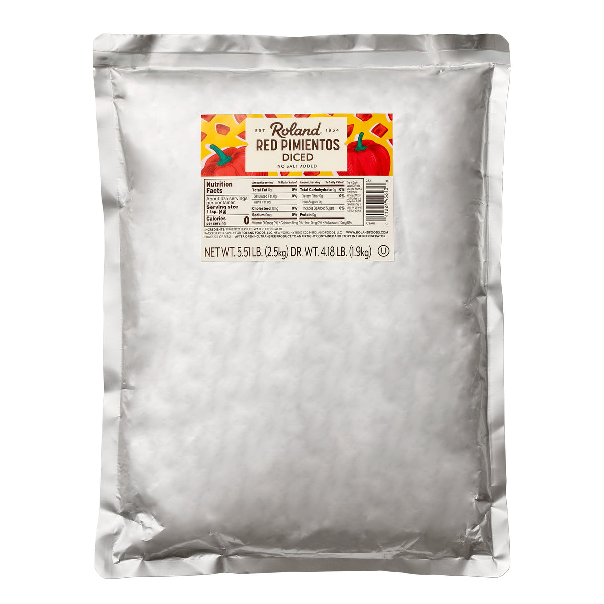 Peppers, Pimientos, Diced, Red,6 - 5.51 POUND