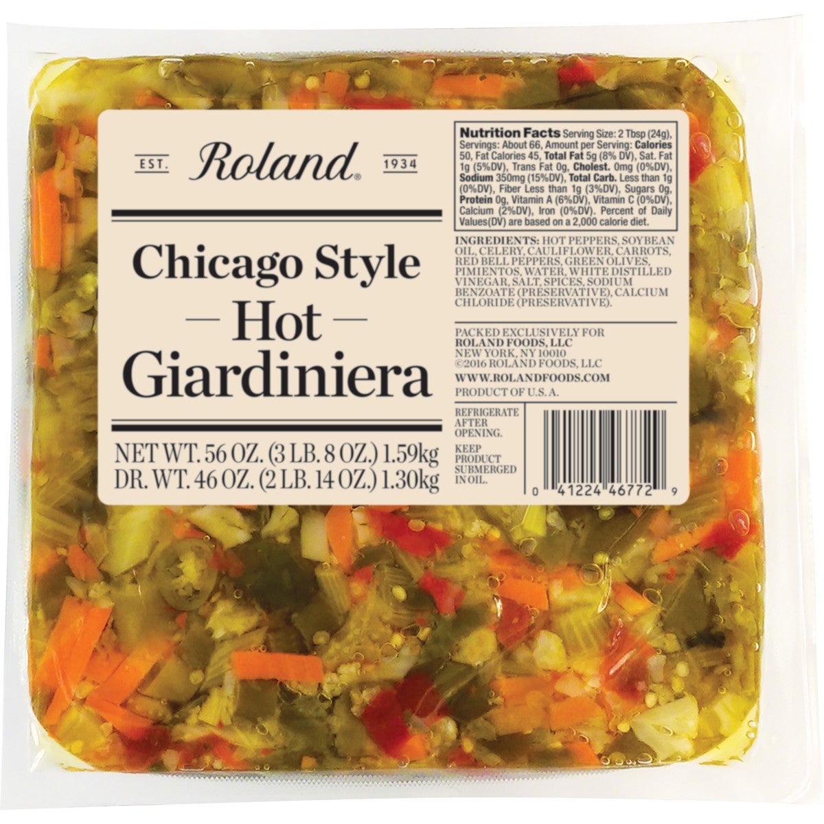 Giardiniera, Chicago-Style, Hot,4 - 56 OUNCE