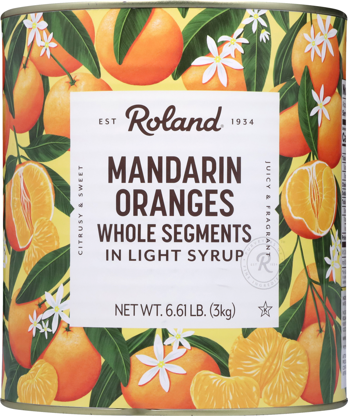 Oranges, Mandarin, Whole, in Light Syrup,6 - 6.61 POUND