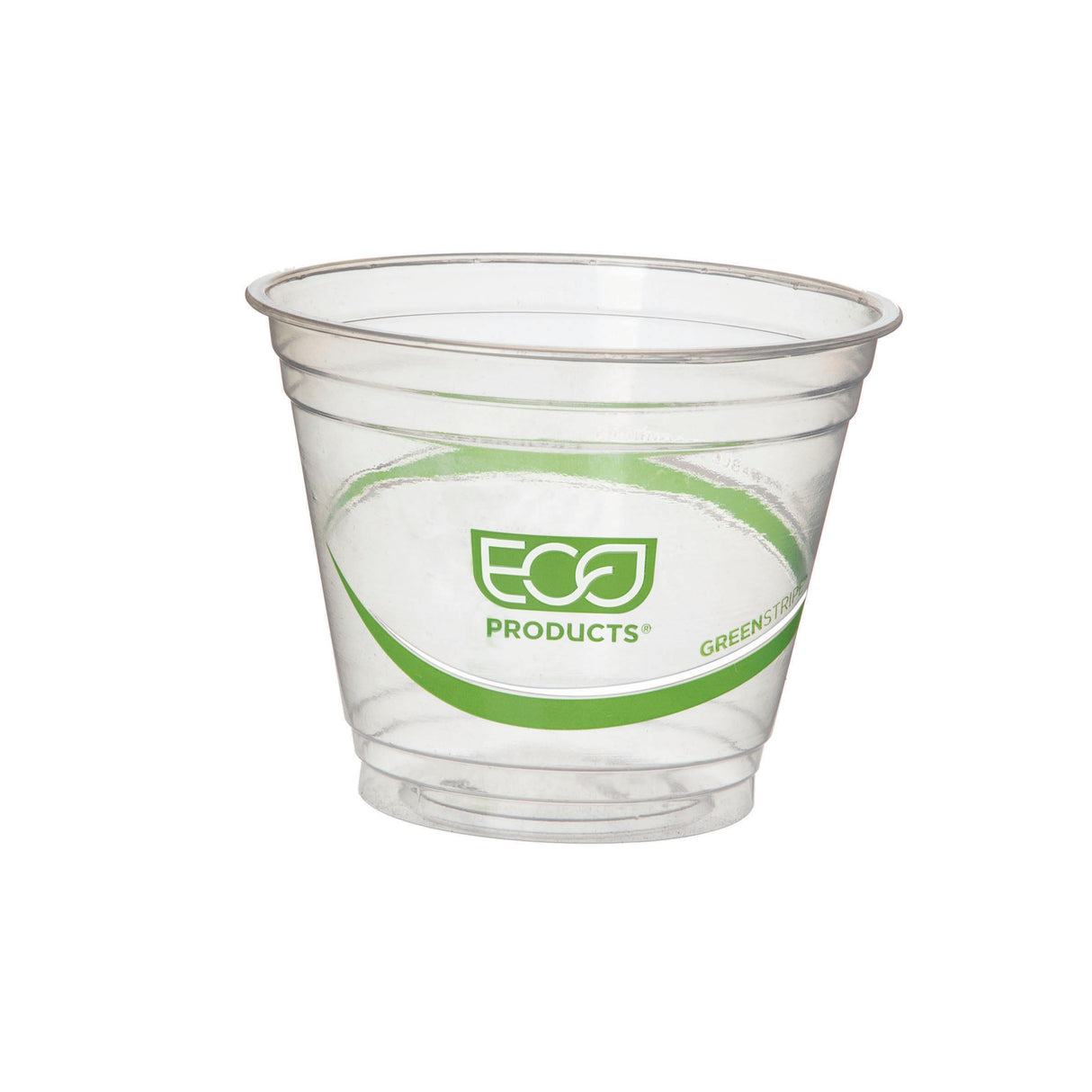 Cups, Cold, 9 Ounce, Plastic, Clear with Green Stripe, Compostable, Ingeo, 9 Ounce,20 - 50 COUNT