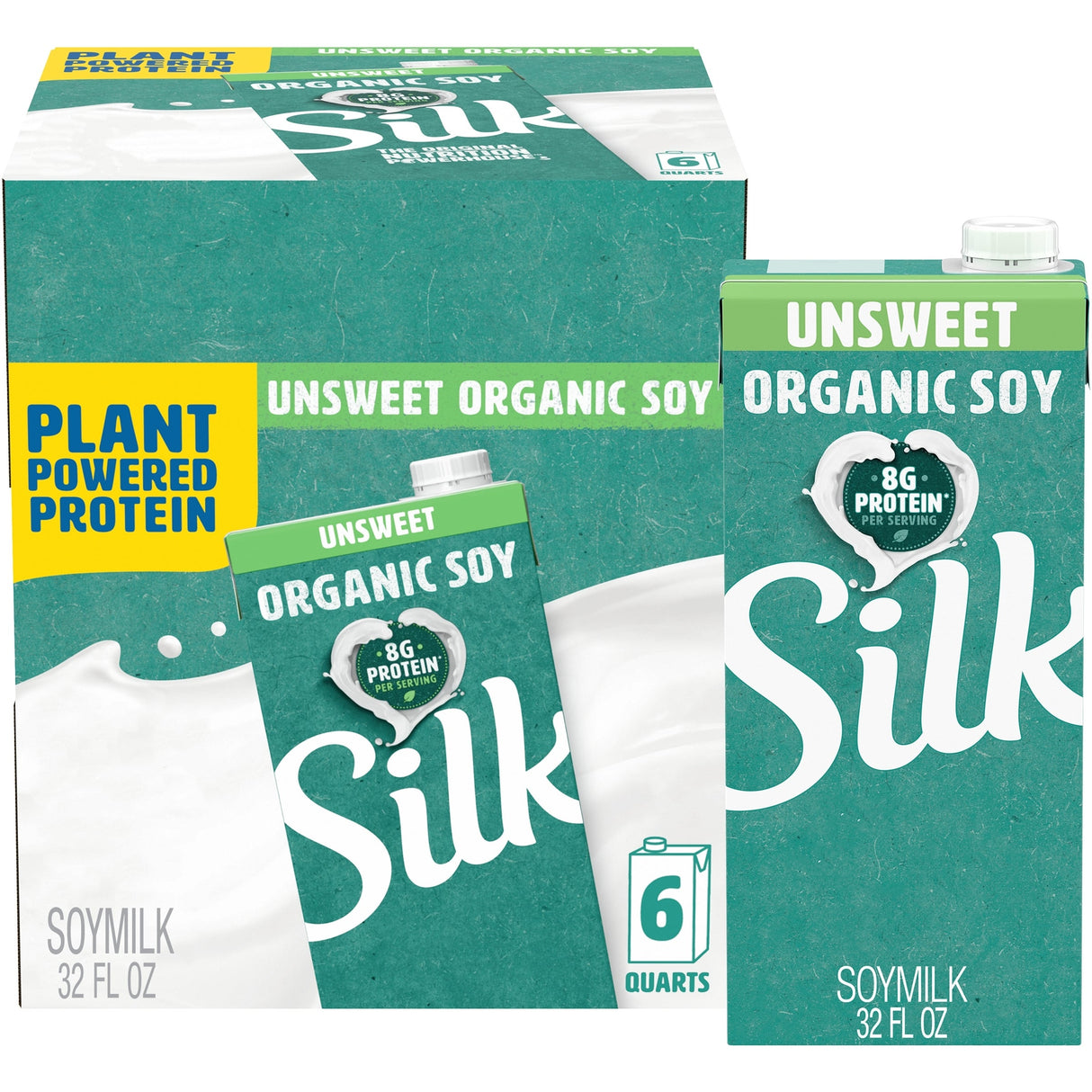 Milk, Soy, Unsweetened, Shelf-Stable,6 - 32 FLUID