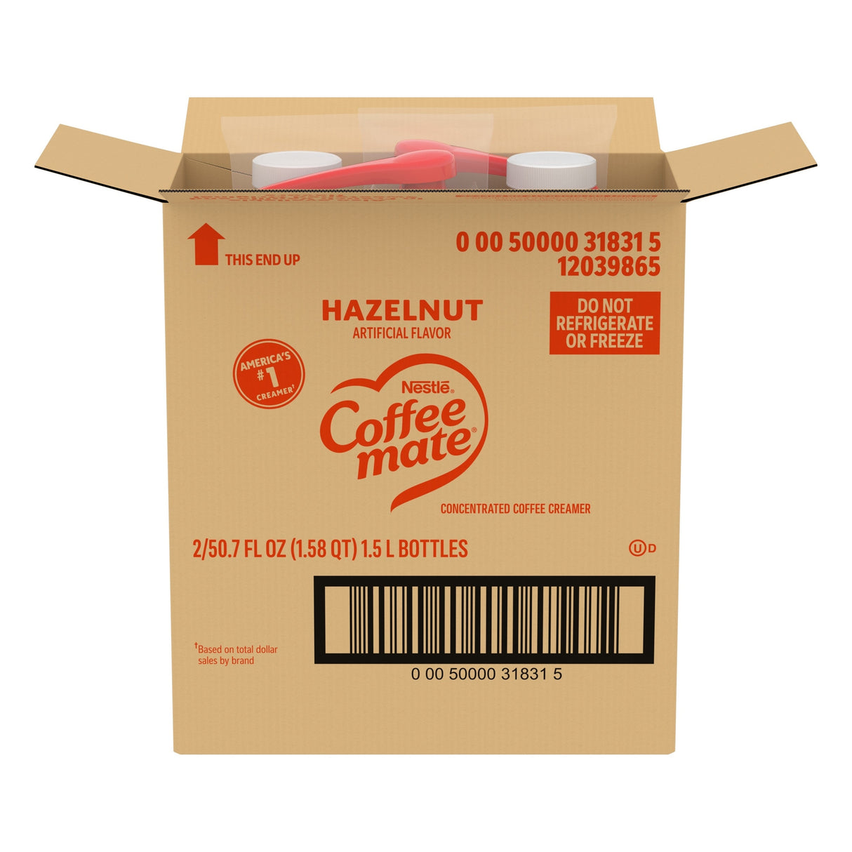 Concentrated Creamer, Coffee-Mate Liquid, Hazelnut, Shelf-Stable,2 - 1.5 LITER