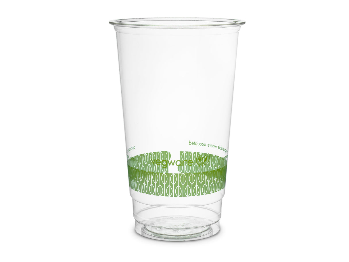 Cups, Cold, 24 Ounce, Plastic, Clear with Green Decor, PLA,20 - 50 COUNT