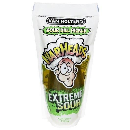 Pickles, Dill, Warheads Whole, Sour, Jumbo, Single-Serve Pouch,12 - 1 COUNT