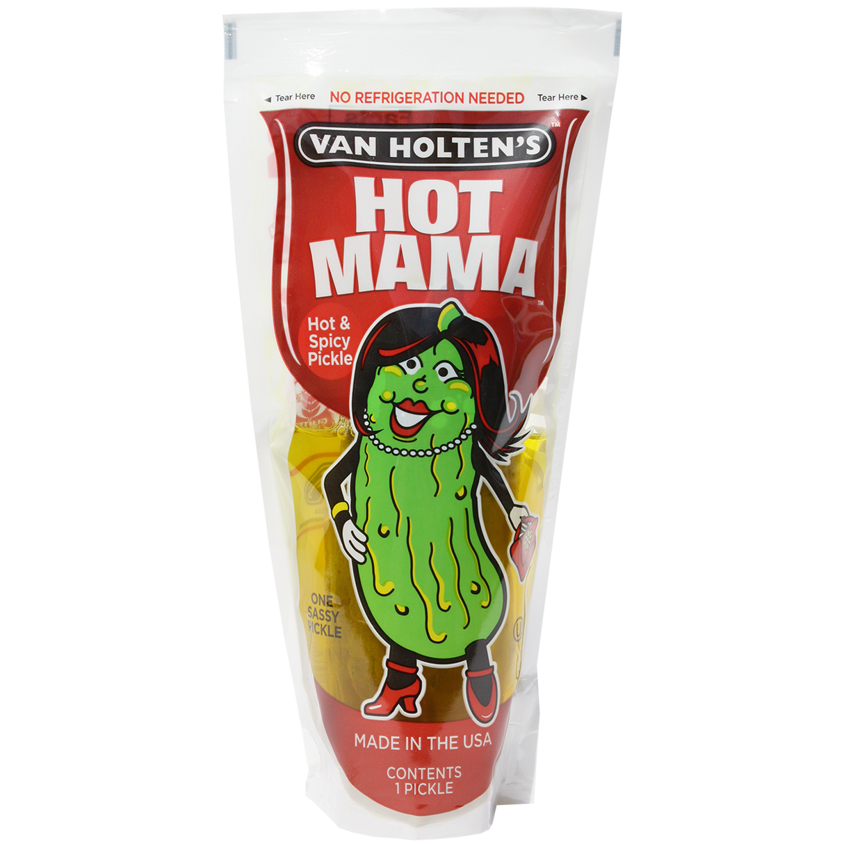 Pickles, Dill, Whole, Hot Mama, Single-Serve Pouch,12 - 1 COUNT