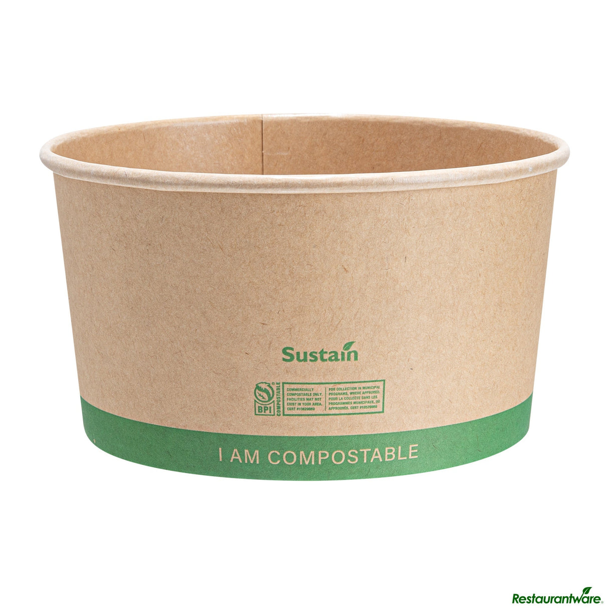 Containers, Take-Out, 34 Ounce, Paper, Kraft, Round, Compostable,50 - 1 EACH
