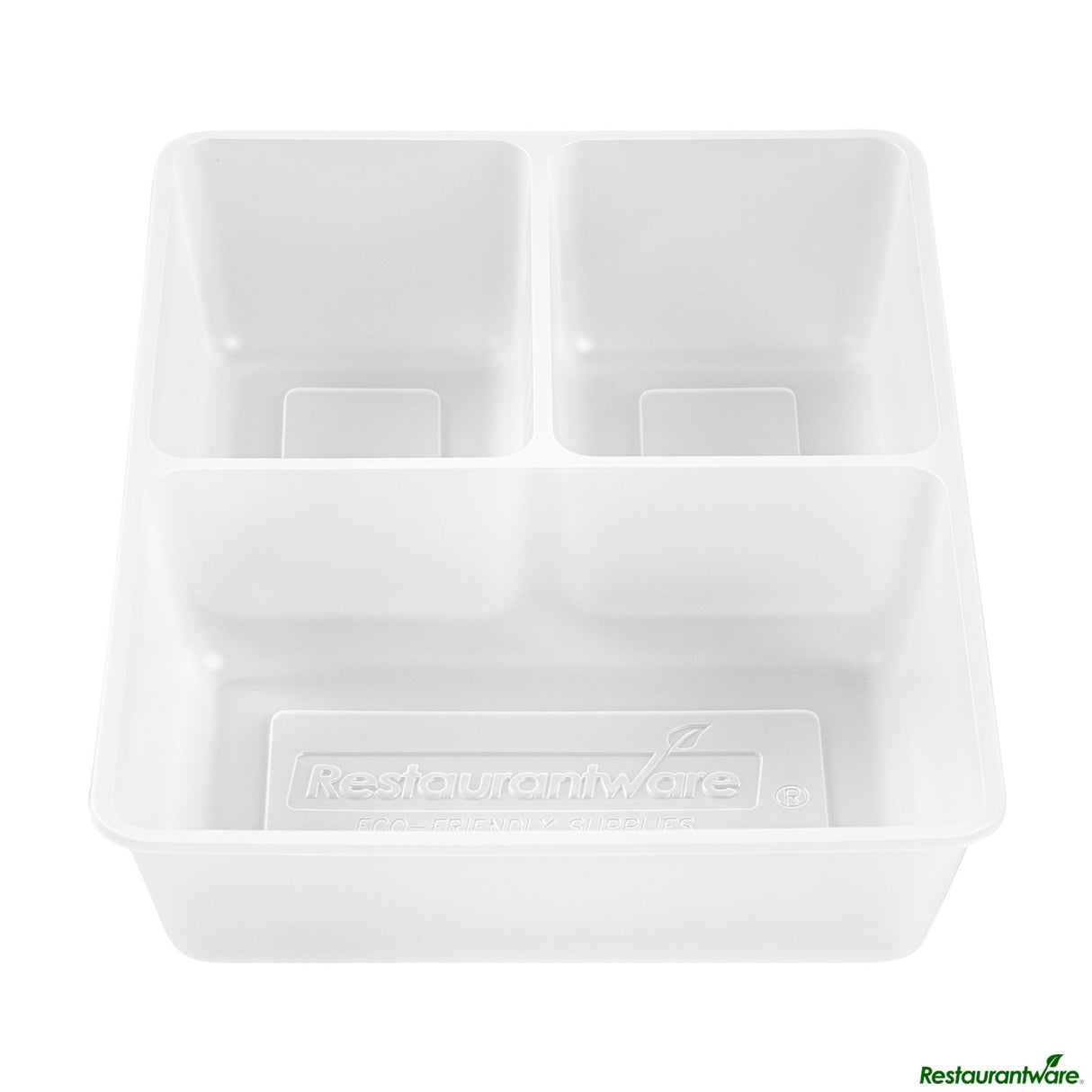Tray Inserts, 3-Compartment, Bio Tek 40 Ounce, Microwavable Plastic, White, for Bio Take-Out Boxes,50 - 1 EACH