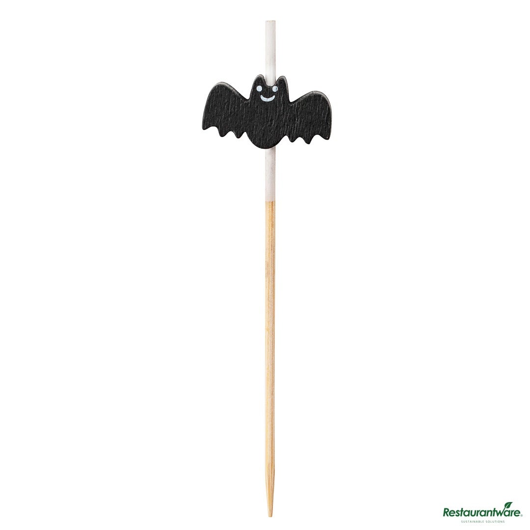 Skewers, 3.50 Inch, Bamboo, Black, Bat,10 - 100 COUNT