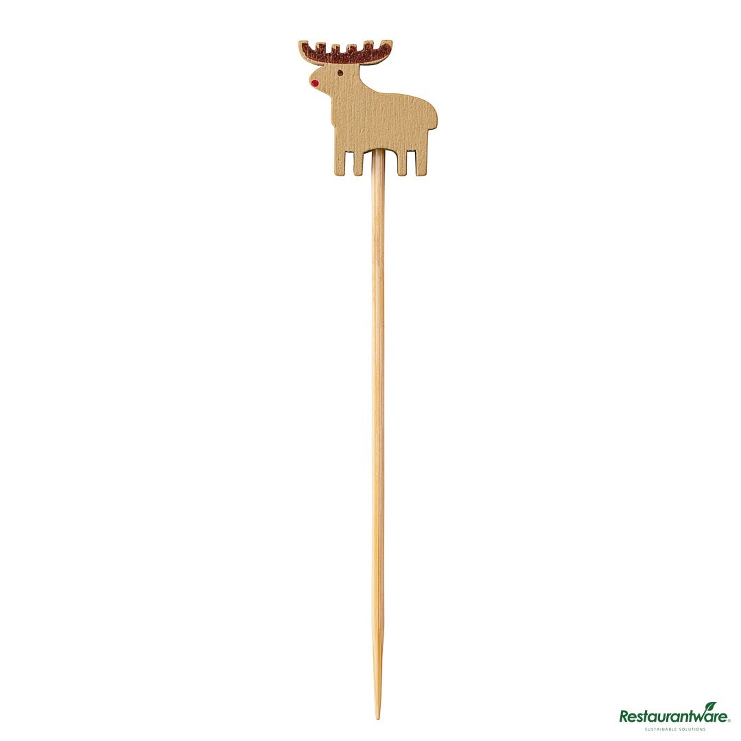 Skewers, 3.50 Inch, Bamboo, Natural, Rudolph,10 - 100 COUNT