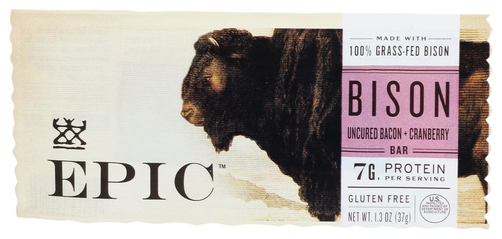 Snack Bars, Bison, Uncured Bacon & Cranberry,12 - 1.3 OUNCE