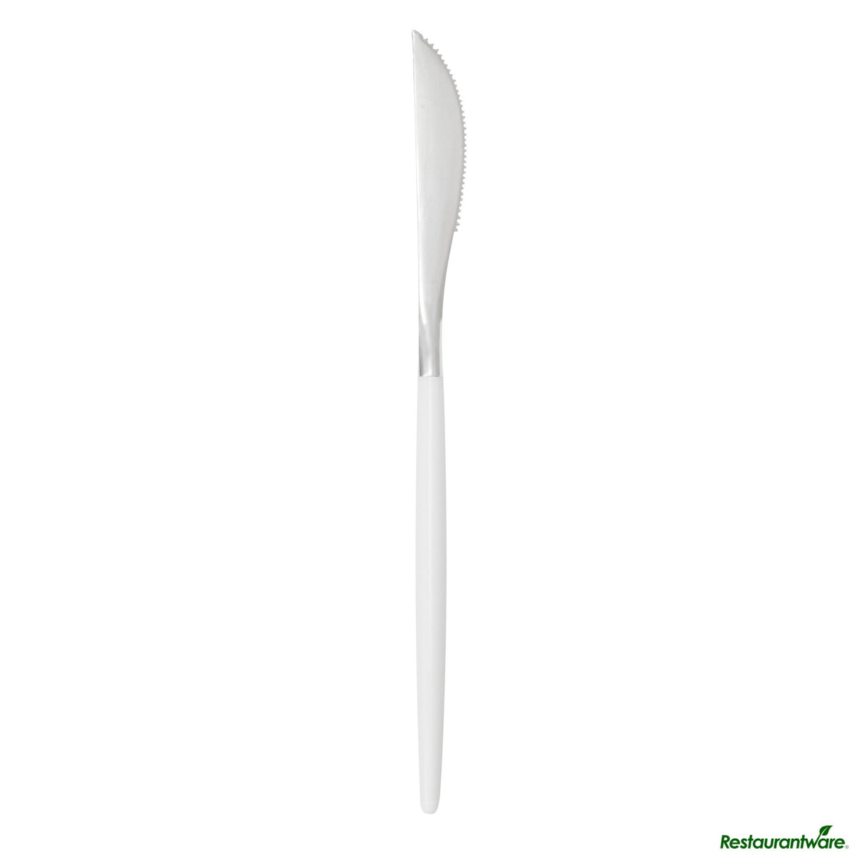 Knives, Moderna 7.75 Inch, Plastic, Silver, White Handle,50 - 1 EACH