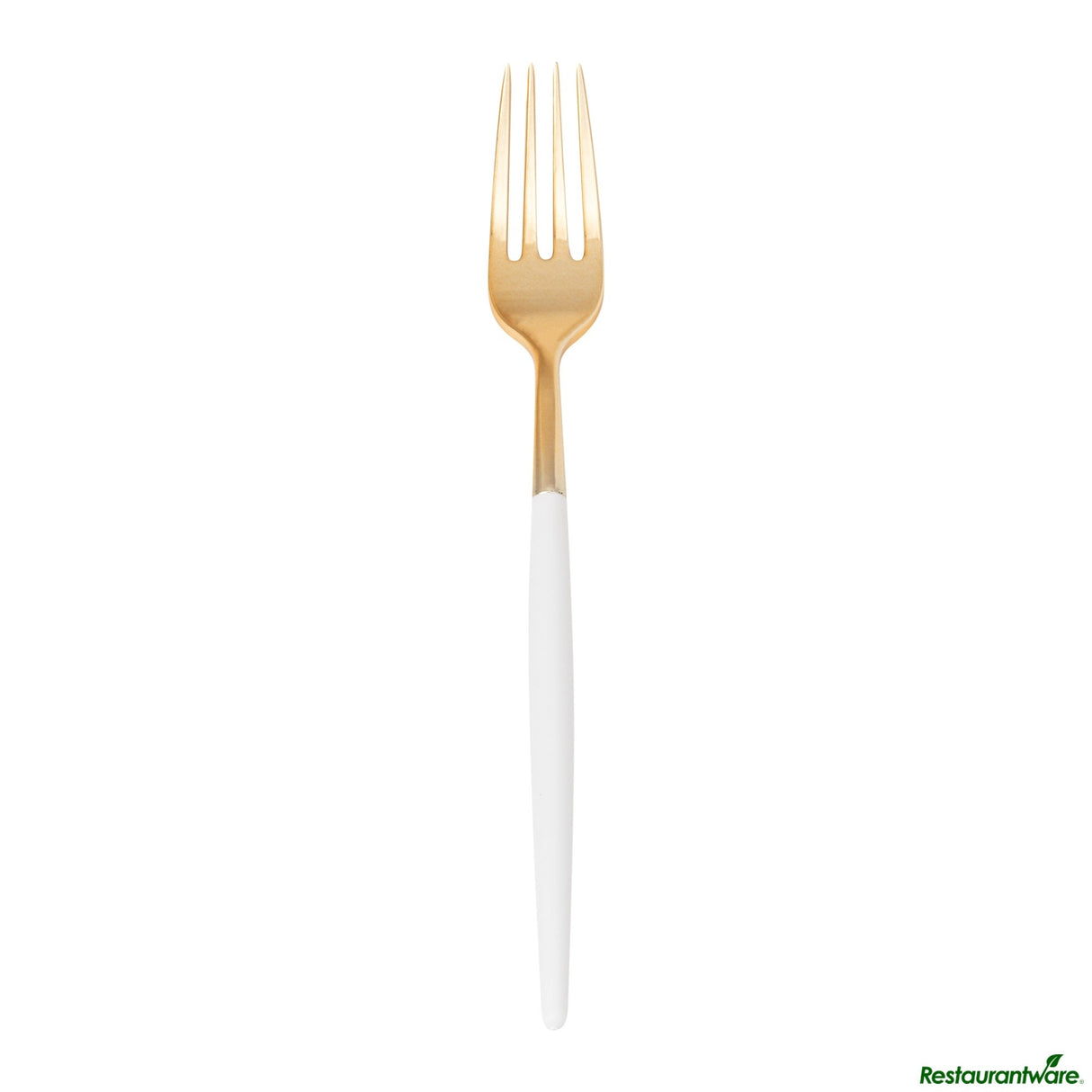 Forks, Moderna 7.50 Inch, Plastic, Gold, White Handle,50 - 1 EACH