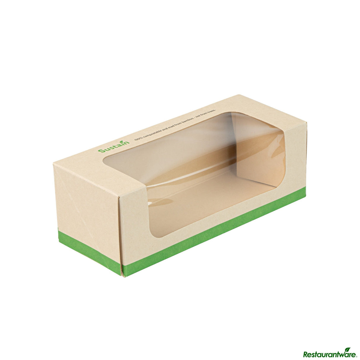 Containers, Take-Out, 13 Ounce, PLA-Lined Bamboo Paper, 6 x 2.5 x 2 Inch, Compostable, with Window,50 - 1 EACH