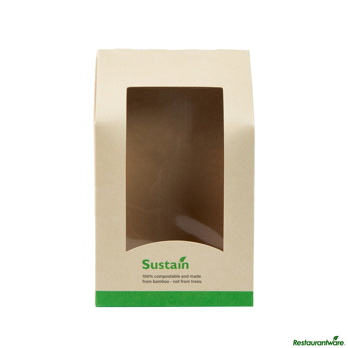Containers, Take-Out, 6 x 3.75 x 2 Inch, PLA-Lined Bamboo Paper, Compostable, with Window,50 - 1 EACH