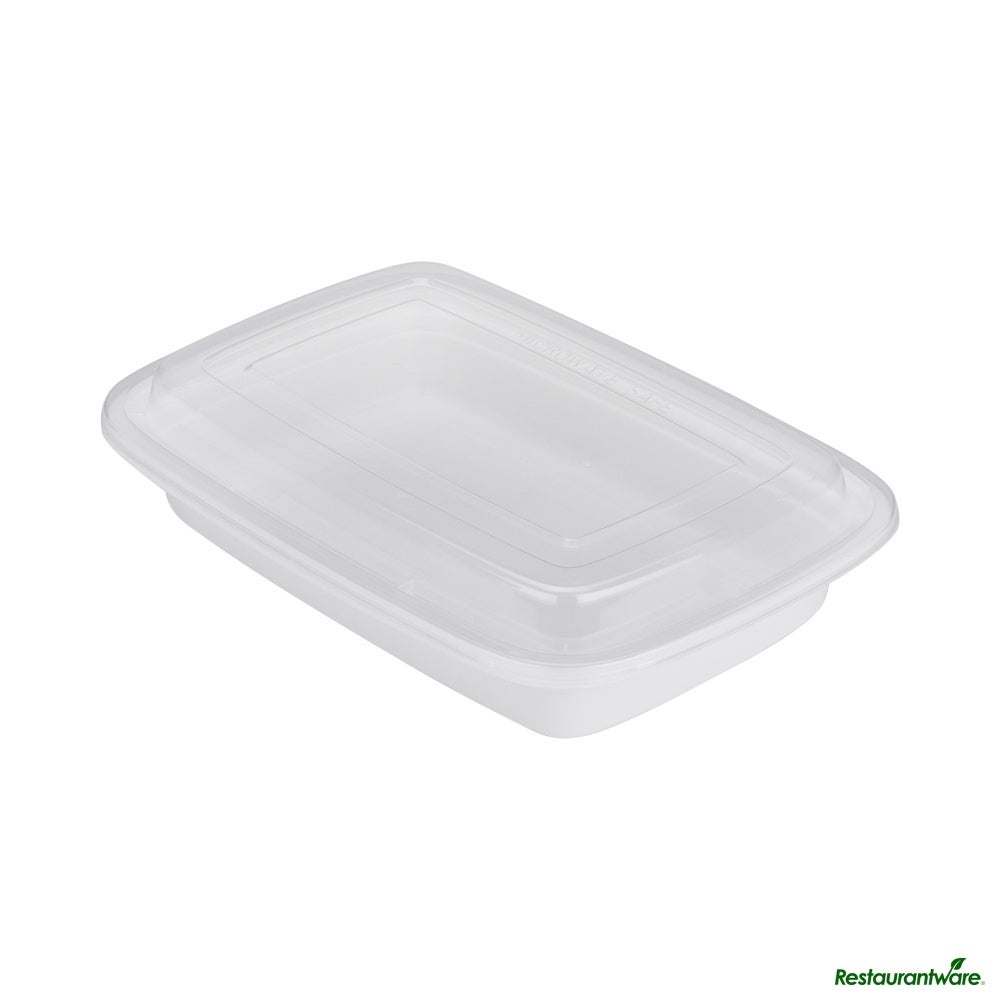 Boxes, To Go, Asporto 16 Ounce, Microwavable Plastic, White, 7.75 x 5.50 x 1.50 Inch, includes Clear Lid,50 - 1 EACH
