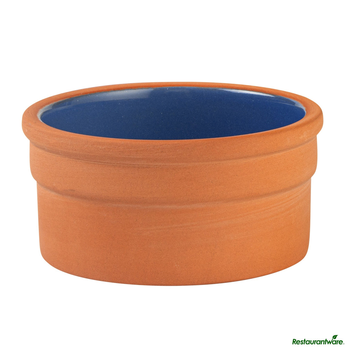 Bowls, Cazuela, Terra Tek 5 Ounce, Terracotta, Blue Glazed Interior, 3.75 x 3.75 x 1.75 Inch, Oven-Safe,2 - 1 EACH