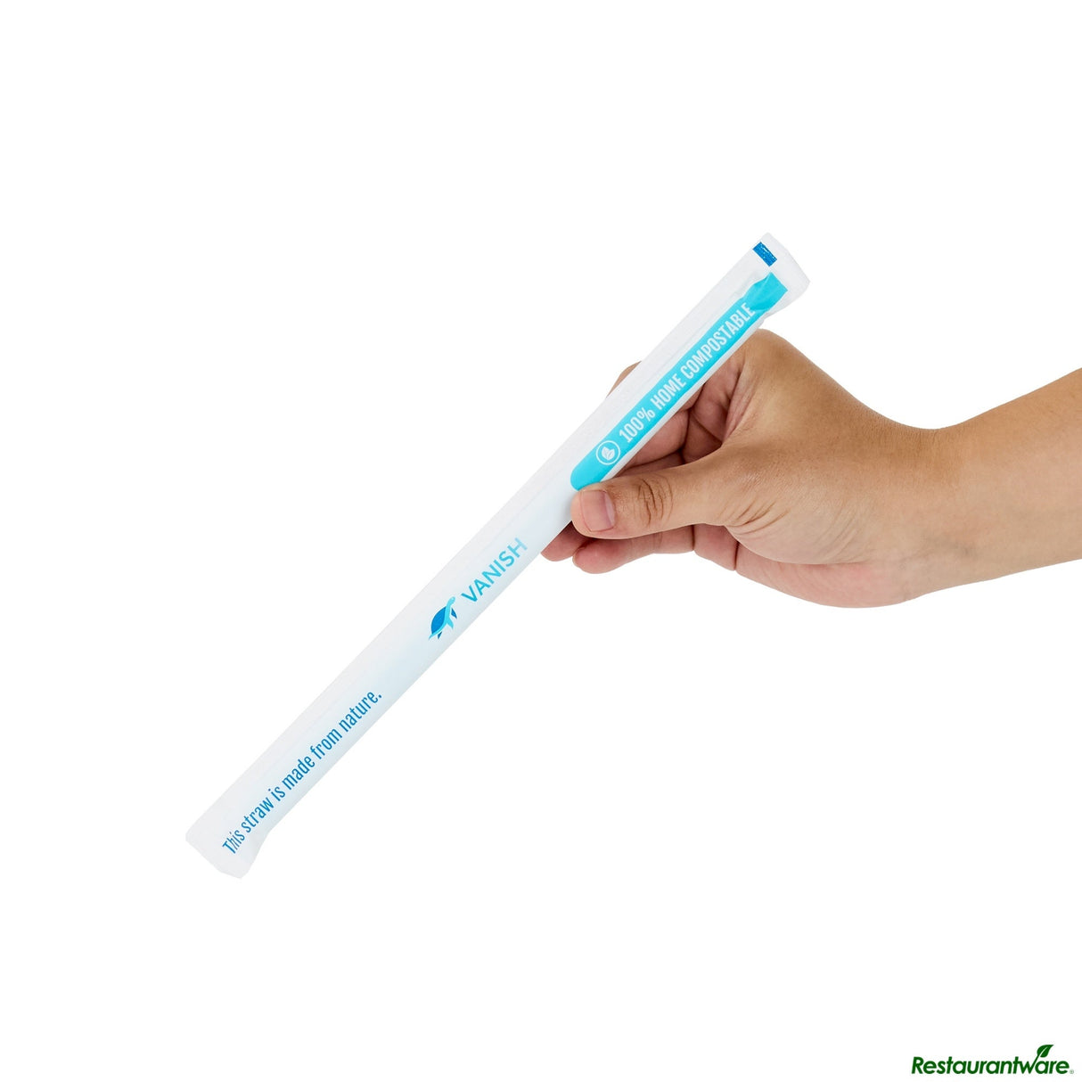 Straws, Vanish, Plastic, Blue, Wrapped, 9 Inch, PHA,100 - 1 EACH