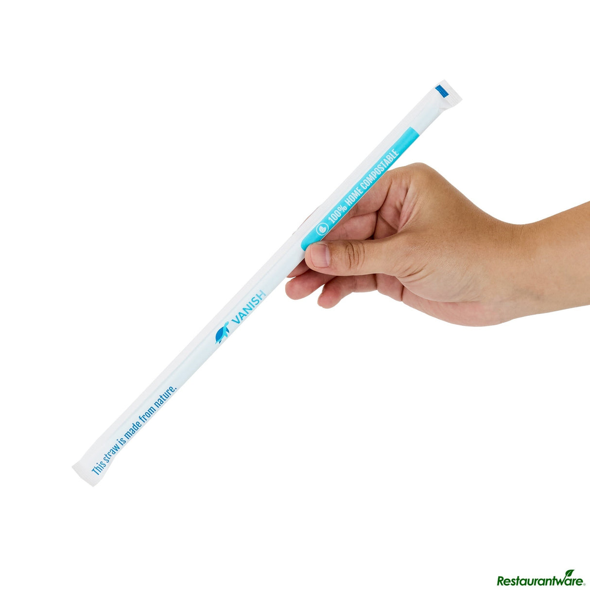 Straws, Vanish, Plastic, Blue, Wrapped, 10.25 Inch, PHA,100 - 1 EACH