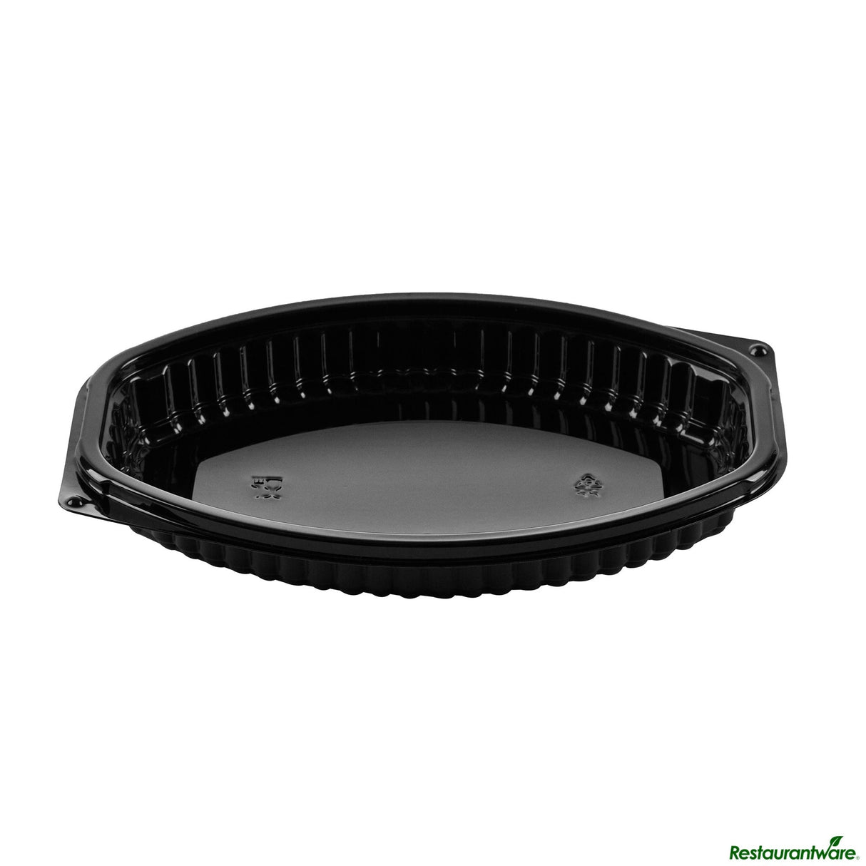Containers, Food, RW Base 12 Ounce, Microwavable Plastic, Black, 8 x 5.50 x 2 Inch, Oval, Includes Clear Lid,50 - 1 EACH