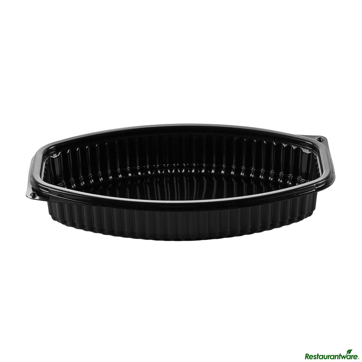 Containers, Food, RW Base 21 Ounce, Microwavable Plastic, Black, 9.25 x 5.75 x 2.25 Inch, Oval, Includes Clear Lid,50 - 1 EACH