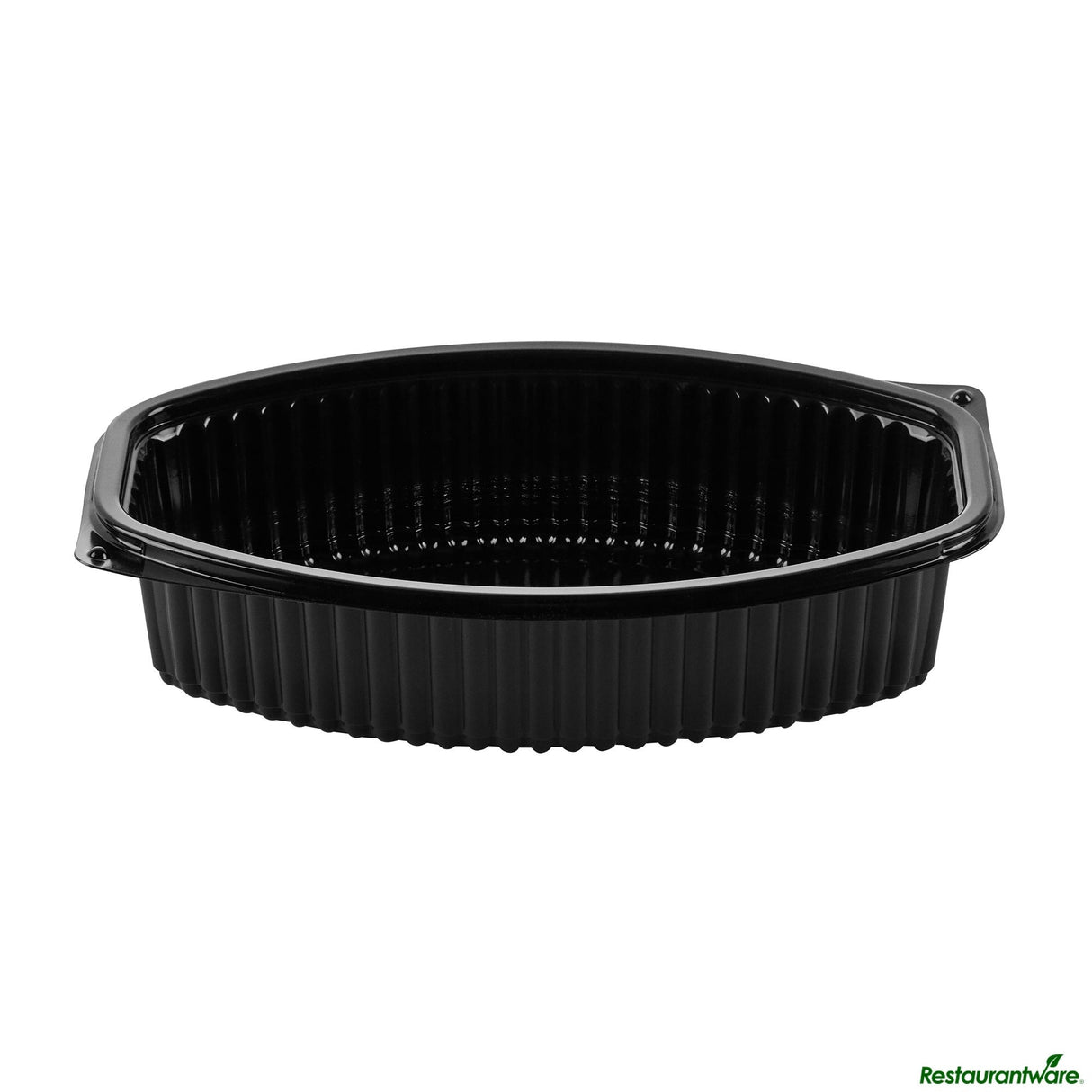 Containers, Food, RW Base 32 Ounce, Microwavable Plastic, Black, 9.25 x 5.75 x 3 Inch, Oval, Includes Clear Lid,50 - 1 EACH