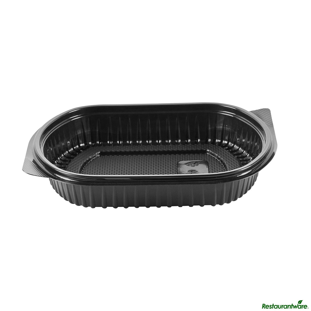 Containers, Food, RW Base 34 Ounce, Microwavable Plastic, Black, 9.50 x 8 x 2.75 Inch, Oval, Includes Clear Lid,50 - 1 EACH